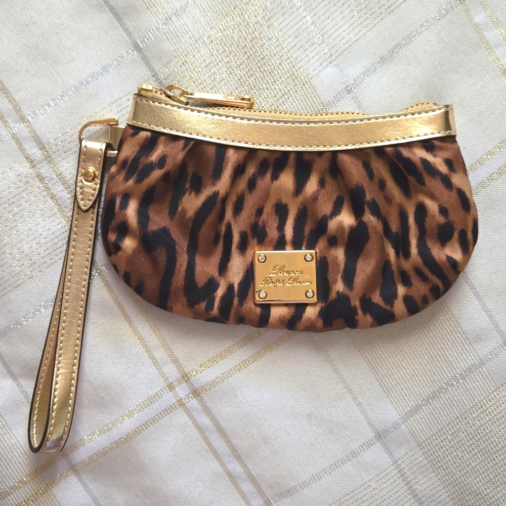 Lauren by Ralph Lauren Gold & Animal Print Wristlet